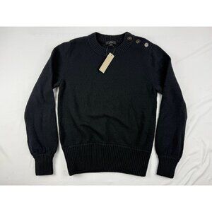 NWT J CREW Sweater Womens S Button Shoulder Wool Alpaca Blend Black